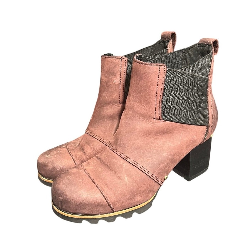 Sorel Addington Chelsea Ankle Boots Sz 7.5 Waterproof Maroon Leather